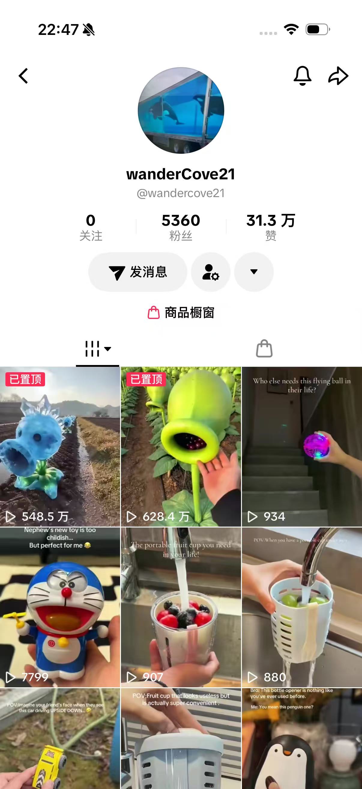 Wander Cove 账号主页完整截图